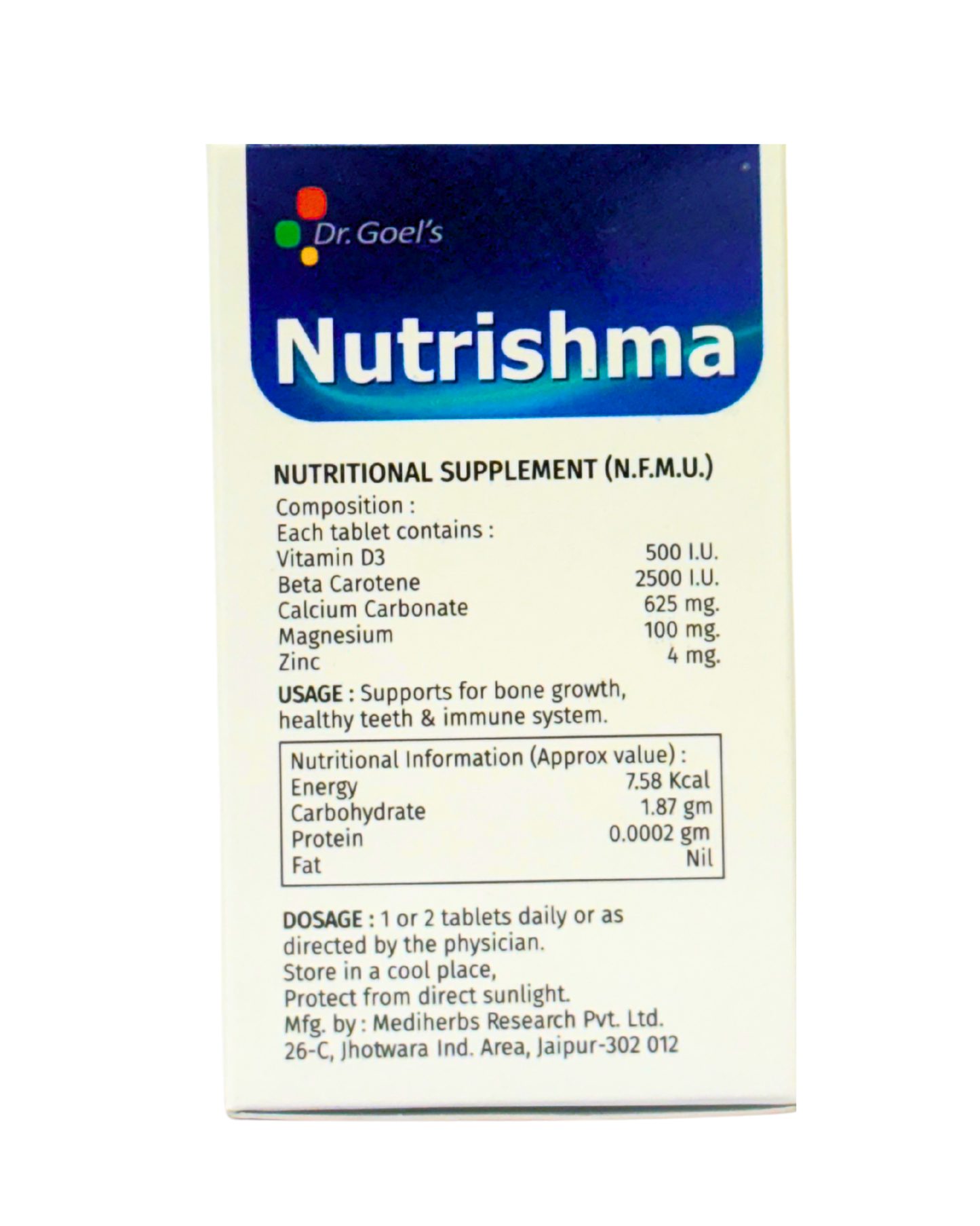 NUTRISHMA for CALCIUM DEFICIENCY