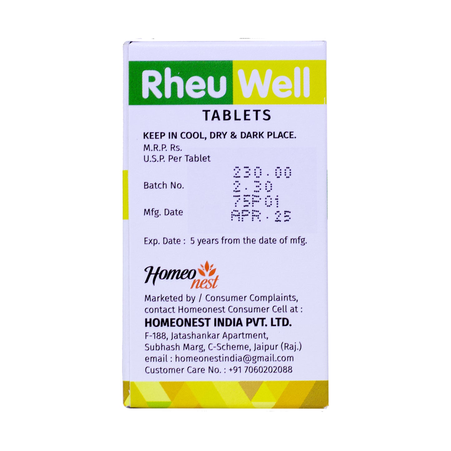 Rheu Well Tablets For Arthritis and Rheumatic Problem